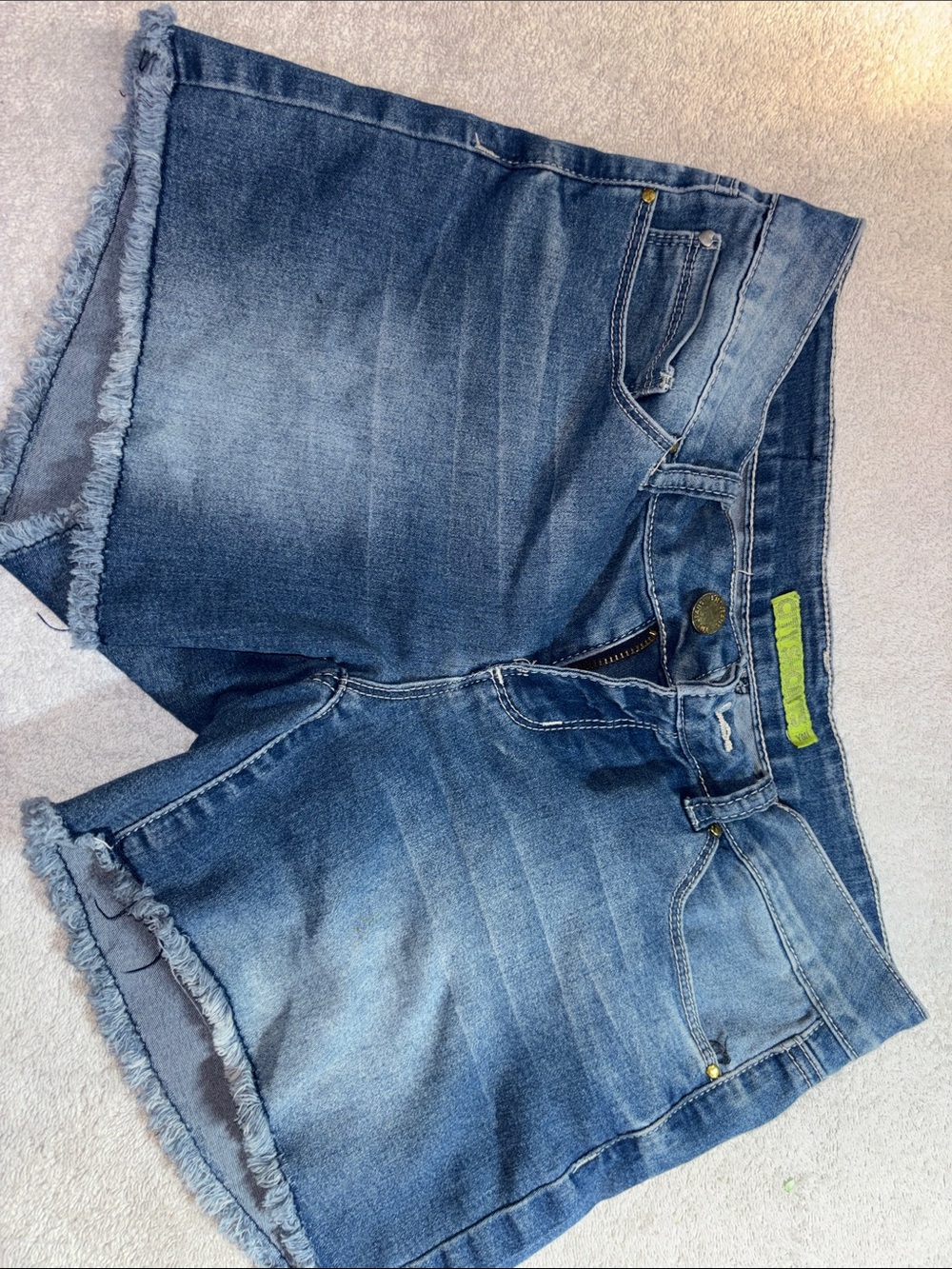 YMI Medium Blue Denim Jean Shorts with Frayed Hem